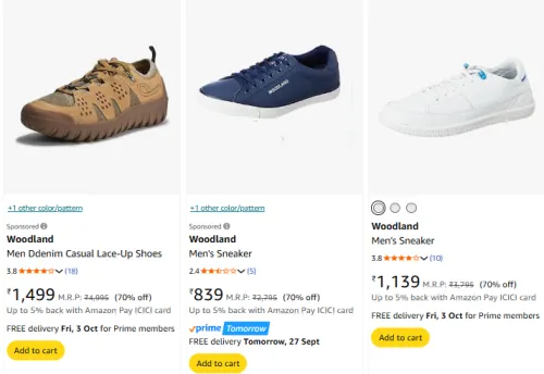 Image of Woodland Men Shoes Flat 70% Discount