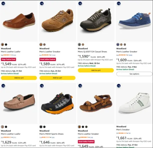Image of Woodland Men's Casual Shoes at minimum 65% Discount