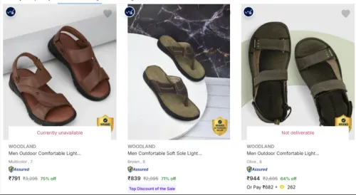 Image of WOODLAND Men’s Sandals & Floaters at minimum 75% Discount