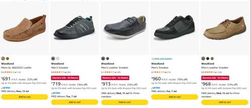 Image of Woodland Men's Shoes At Minimum 72% Discount
