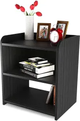 WOOD MINE Engineered Wood Bedside Table (Finish Color - BLACK, DIY(Do-It-Yourself))