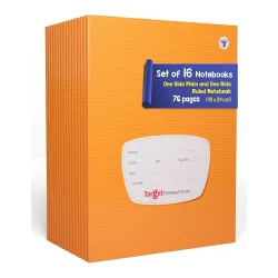 WOODSNIPE Soft Brown Cover Small One Side Ruled & One Side Blank/Unruled Notebooks | 72 Pages A5 Size |18 cm x 24 cm Approx | Pack of 16 Books | GSM 60