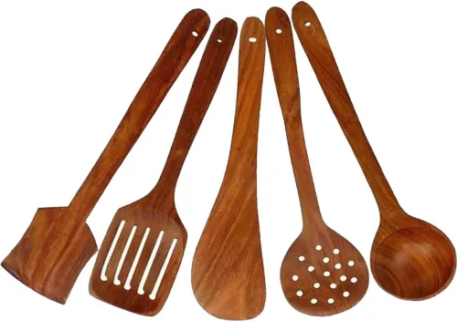 Image of WoodyMama Neem Wood CSS - 5 Kitchen Tool Set  (Baking Tools)