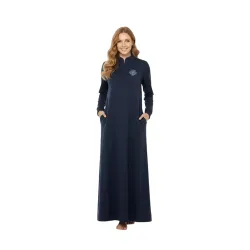 Winter Wear Woolen Nighty Dress Blue Polar Nighty Women Gown Dress Maxi Full-Length Maxi Nighty Free Size Side Pocket