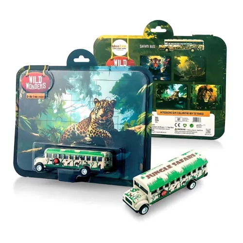 Image of WooZee Pull-Back Toy Bus & Puzzle Set