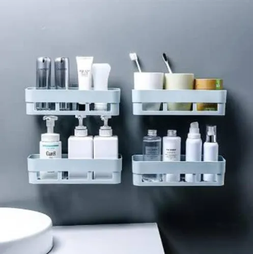 Image of WORA Plastic Bathroom Storage Rack Pack of 4