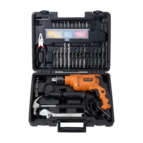 Image of WORKPEDIA 550W Impact Drill Kit (96 Tools, 3000 RPM, 13mm Chuck)