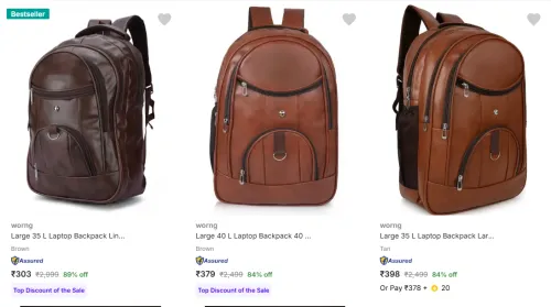 Image of Worng Backpacks upto 89% Discount | Starting at ₹309