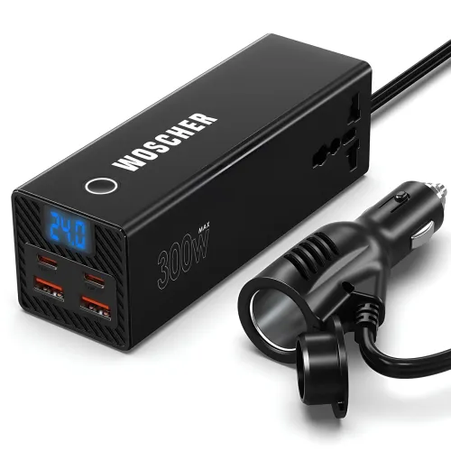Image of Woscher 300W Car Laptop Charger Power Inverter 2 USB (24W Max)