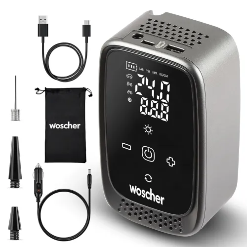 Image of Woscher Airsense 2-in-1 Tyre Inflator for Car and Bike (4500mAh Battery or 12V DC), 