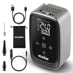 Woscher Airsense 2-in-1 Tyre Inflator for Car and Bike  (4500mAh Battery or 12V DC), 