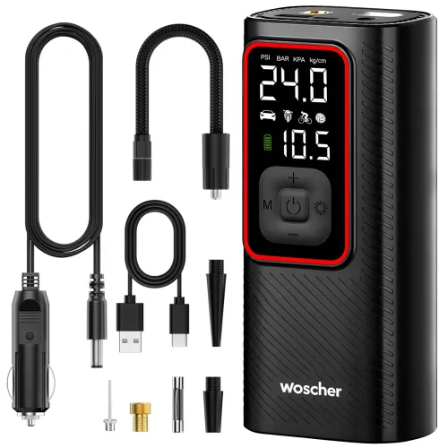 Image of Woscher Boost Pro 2-in-1 Tyre Inflator for Car and Bike, Air Pump for Car Tyre
