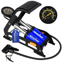 Woscher StepAir+ Double Cylinder Foot Tyre Inflator for Car and Bike, Air Pump for Car Tyre, 160 PSI / 7 Bar Foot Car Inflator with Pressure Gauge | Cycle Pump for Bicycle | Tyre Inflator Ki...