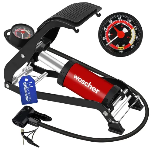 Image of Woscher StepAir Single Cylinder Foot Tyre Inflator for Car and Bike, Air Pump for Car Tyre, 120 PSI Foot Car Tyre Inflat