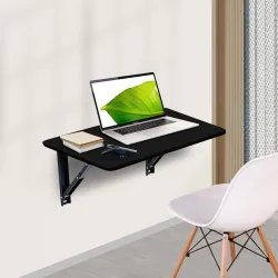 wow craft Engineered Wood Wall Mounted Multipurpose Foldable Table | Study Table, Computer Desk, Work Desk | Black, 24x1