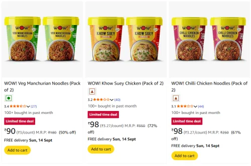 Image of Wow Cup Noodles Pack of 2 @ ₹90
