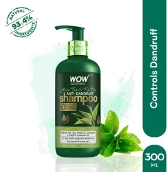 WOW SKIN SCIENCE Green Tea & Tea Tree Anti-Dandruff Shampoo - NO Sulphates, Parabens, Silicones, Color & PEG - 300mL (30