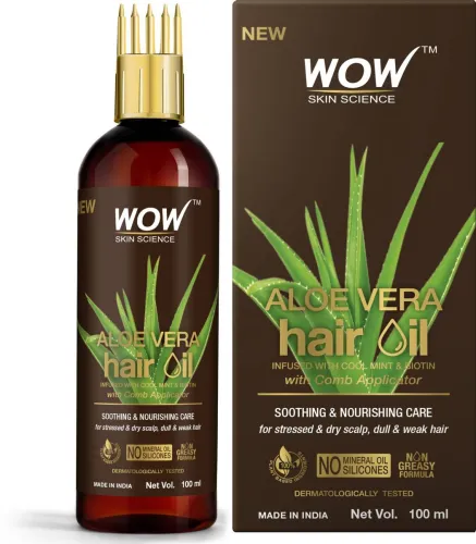 Image of WOW SKIN SCIENCE AloeVera Hair Oil- Scalp Soothing and Nourishment With Comb Applicator-100ml Hair Oil  (100 ml)