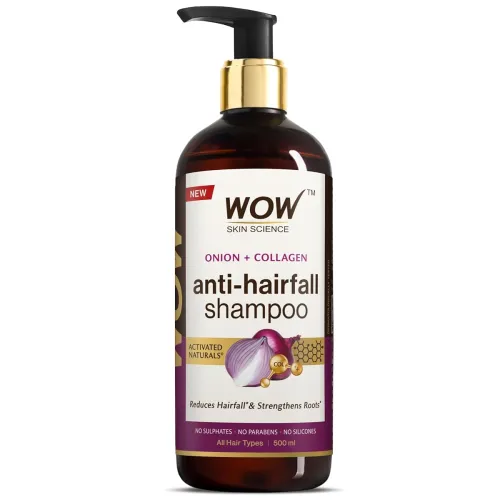 Image of WOW Skin Science Onion & Collagen Anti-Hairfall Shampoo |Reduces Hairfall |Strengthens Roots |Nourishes Scalp |Prevents 