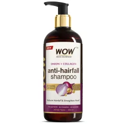 WOW Skin Science Onion & Collagen Anti-Hairfall Shampoo |Reduces Hairfall |Strengthens Roots |Nourishes Scalp |Prevents 