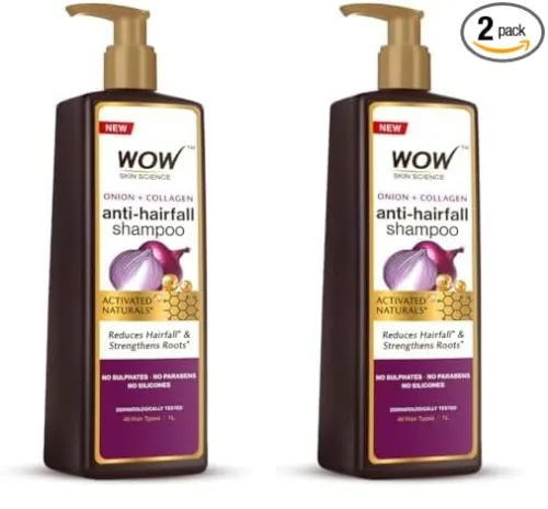Image of WOW Skin Science Onion Oil Shampoo with Red Onion Seed Oil Extract, Black Seed Oil & Pro-Vitamin B5 | Controls Hair fall