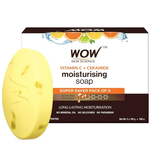 Image of WOW Skin Science Vitamin C & Ceramide Moisturizing Soap | Brightens & Refreshes Dull Skin | Hydrates & Softens |