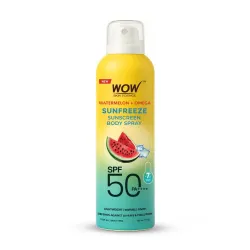 WOW Skin Science Watermelon + Omega Sunfreeze Sunscreen Spray | SPF 50 PA++++ | -7°C Cooling Effect