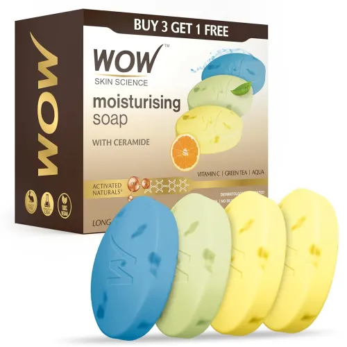 Image of WOW Skin Science Moisturising Soaps with Ceramide | Vitamin C, Green Tea, Aqua | Long-Lasting Moisturisation | No Parabe