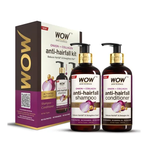 Image of Wow Skin Science Onion Oil Shampoo & Conditioner Kit, 600 ml