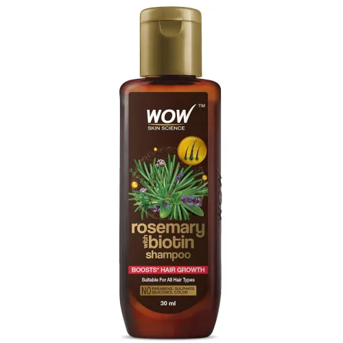 Image of WOW Skin Science Rosemary & Biotin Hair Growth Shampoo | Prevents Breakage & Split Ends | Adds Shine to Dull Hairs | 30m