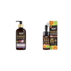 WOW Skin Science Brightening Vitamin C Foaming Face Wash & WOW Skin Science Red Onion Black Seed Oil Shampoo with Red On