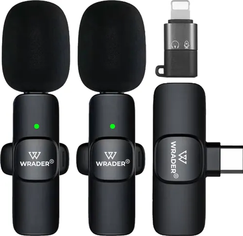 Image of WRADER K9 Wireless Collar Mic with Noise Cancellation for Vlogging & Video Recording Microphone