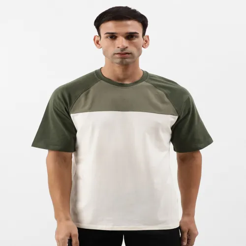 Image of Wrangler Colourblocked Raglan Sleeves Cotton T-Shirt