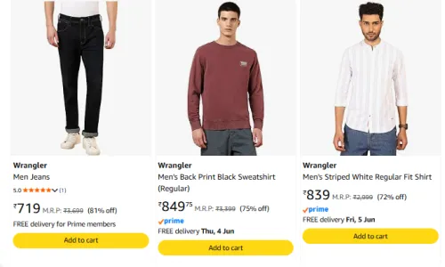Image of Wrangler Men Clothes Minimum 70% Discount