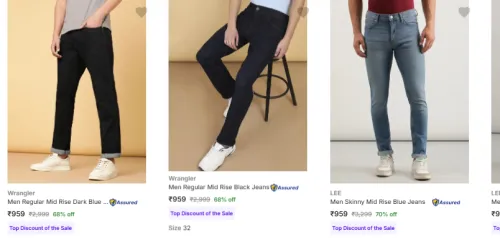 Image of Wrangler Men's Jeans Upto 70% Discount