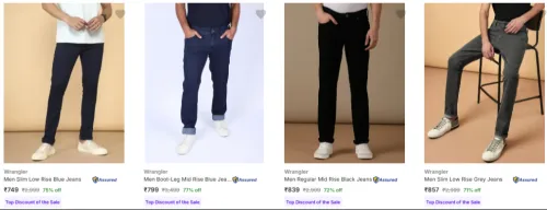 Image of Wrangler Men's Jeans at minimum 71% Discount