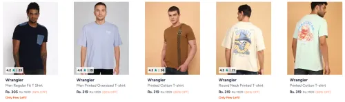 Image of Wrangler Men's T-Shirts Starting @ ₹305
