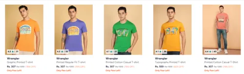 Image of Wrangler mens tshirt upto 60% discount 