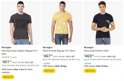 Wrangler Mens T-shirts at minimum 65% Discount