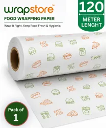 WRAPSTORE 120m Food Grade Butter Paper Roll 120m | Non-Stick Food Wrapping Paper Parchment Paper (120 m)