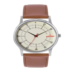 WROGN Analogue Watch (Cream-Coloured Dial & Brown Leather Straps)
