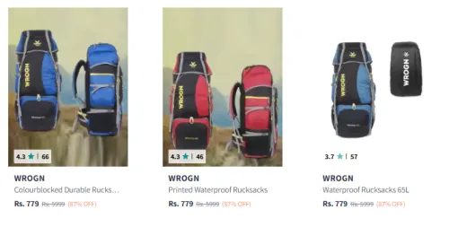 Image of Wrogn Backpack Minimum 80% Discount