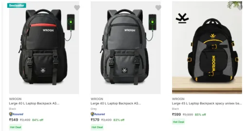 Image of wrogn Backpack up to 87% Discount