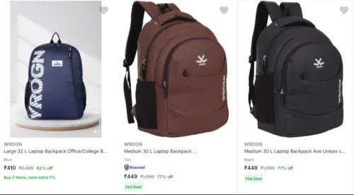 Image of Wrogn Backpacks at Minimum 70% Discount