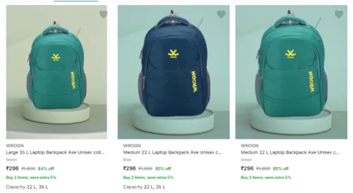 Image of Wrogn Backpacks starting @ ₹296