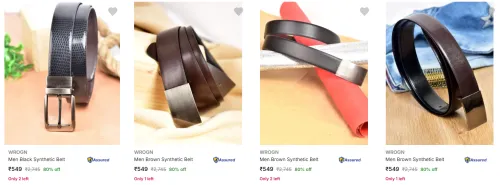 Image of Wrogn Belts upto 80% Discount