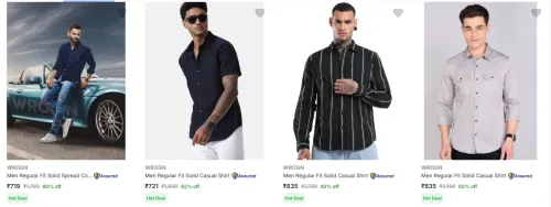 Image of Wrogn Casual Shirts at minimum 60% Discount