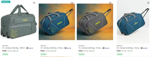 Image of Wrogn Duffel Bags upto 86% Discount