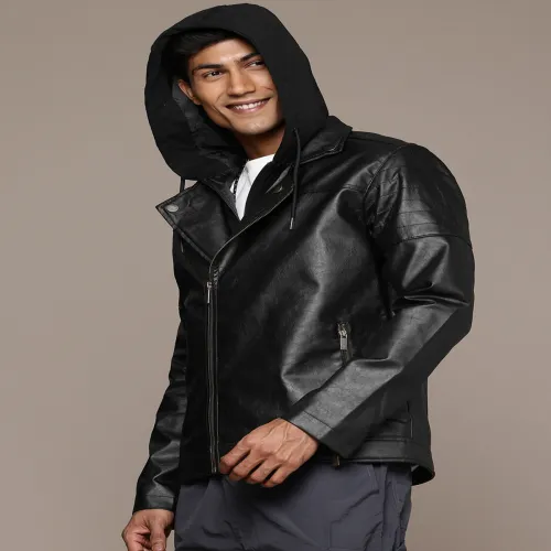 Image of WROGN Hooded Biker Jacket