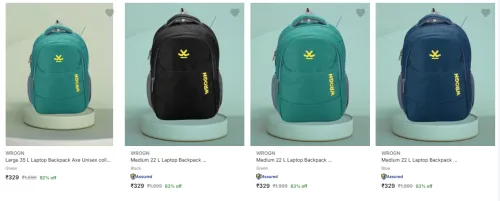 Image of Wrogn Laptop Backpacks starting @ ₹329